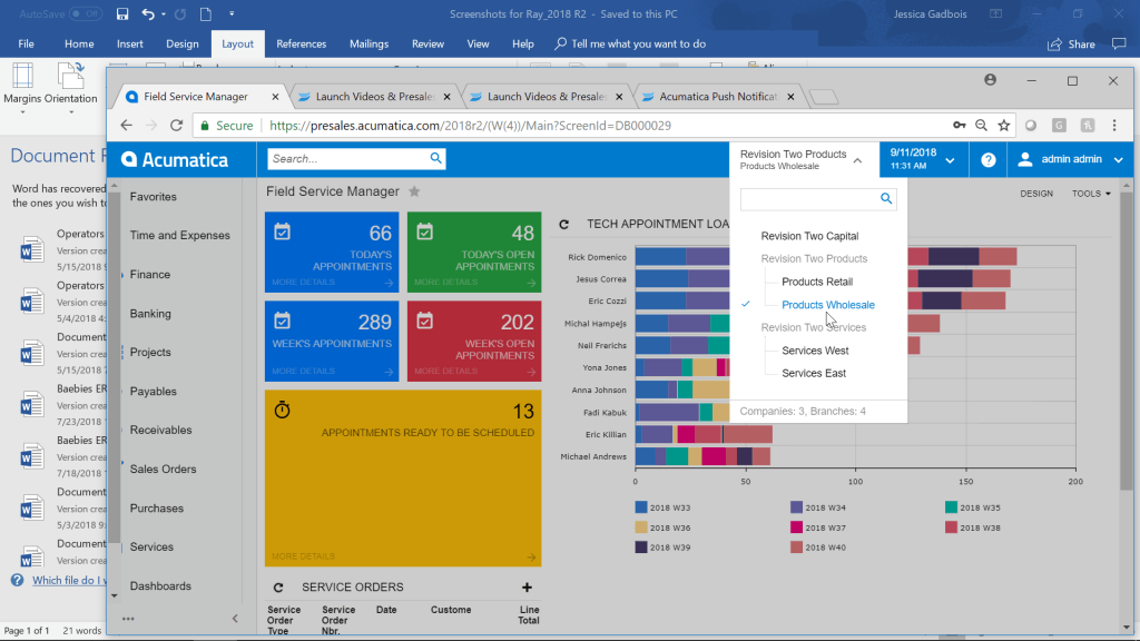 Acumatica 2018 R2 Company-and-Branch-Selector