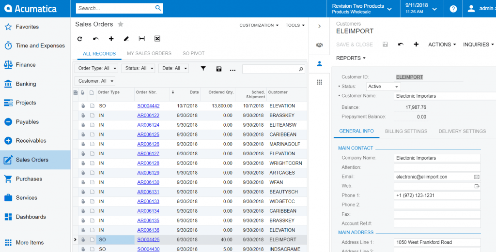 Acumatica 2018 R2 Side-Panel-Navigation