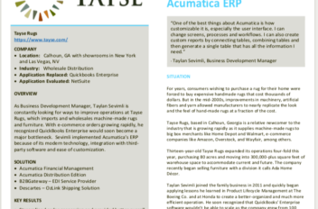 Tayse Rugs - Acumatica Case Study