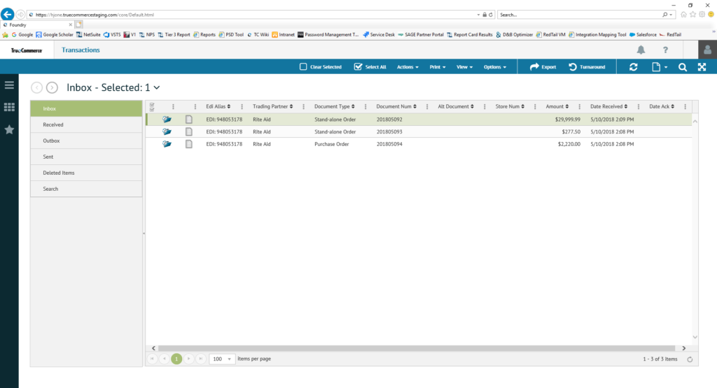 TrueCommerce for Acumatica Inbox