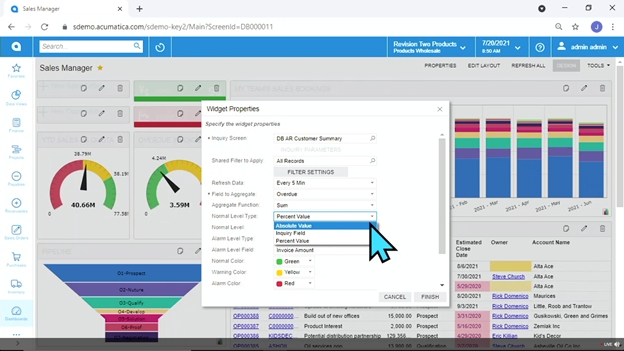 What Did You Miss at Acumatica Summit 2021 - Acumatica 2021 R2 Dashboard Tile Updates