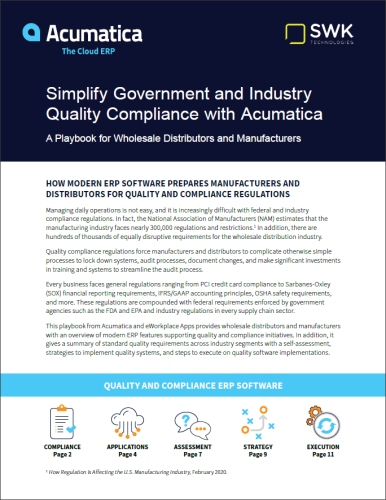 Simplify Government and Industry Quality Compliance with Acumatica Playbook