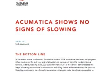 Acumatica Shows No Signs of Slowing Nucleus Research Report